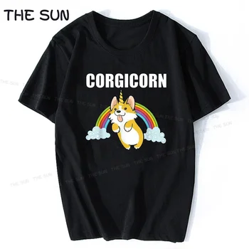 Mielas Corgicorn T Shirt | Juokingas Corgi Meilužis Marškinėliai Dovanų Spausdinti Mens Viršūnes Tees 3D Atspausdintas Vyraujančias Marškinėliai medvilnės